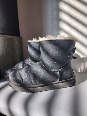 UGG Black Glitter Short Shearling Ankle Boots